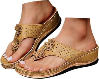 Generic Summer Sandals Women Wedge Flip Flops for Women Orthopedic Sandals Comfortable Flip Flops with Arch Support Summer Casual Wedge Sandal Slippers Dressy