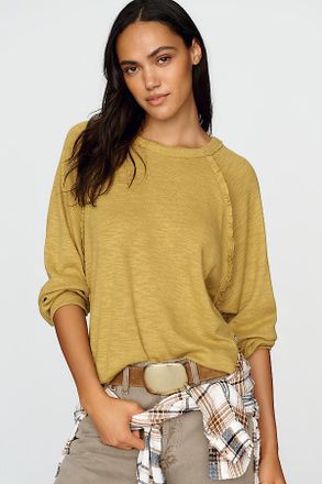 Pilcro Ruffled Raglan Thermal Top