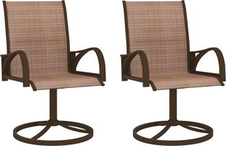 vidaXL Garden Swivel Chairs 2 pcs Textilene and Steel Brown, 312278