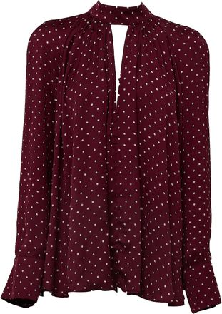 Rotate Burgundy Polka Dot Satin Bow Shirt