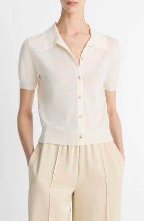 Vince Short Sleeve Button-Up Sweater in Off White at Nordstrom Rack, Size X-Small