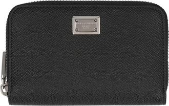 Dolce & Gabbana Small Calfskin Zip-Around Wallet - Heren - Portefeuilles - Zwart - ONE Size - Leer - Accessoires
