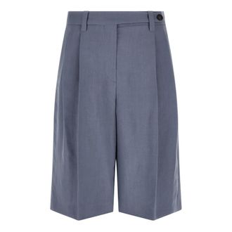 Brunello Cucinelli Sartorial Bermuda Shorts - Dames - Korte Broeken - Blauw - S - Linnen - Korte Broeken