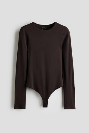 H&M Sculpting Tangabody mit Langarm - Dunkelbraun