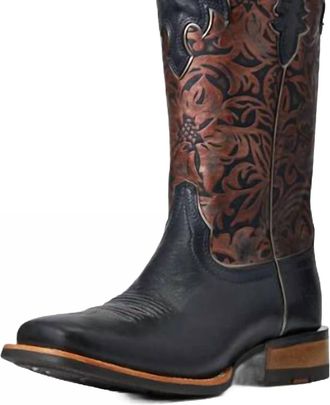Ariat Womens Fiona Square Toe Western Boot In Midnight/black Floral Emboss