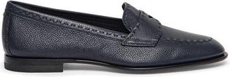 Santoni Womens tumbled leather penny loafer in Blue at Nordstrom, Size 8.5