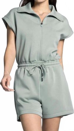 Thread & Supply Valentine Short Sleeve Romper In Dusty Jade