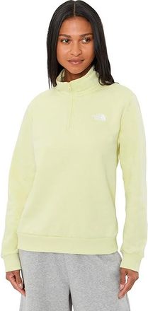 The North Face Evolution Embroidered 1/4 Zip Womens Sweatshirt Lemon Mist : MD, Cotton/Polyester