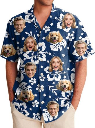 Generic Custom Hawaiian Shirt for Men, Personalised Face Shirt, Shiteshirts for Men, Funny Hawaiian Shirts, Button Down Short Sleeve