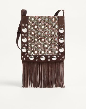 Valentino Garavani Valentino Garavani Nellc&ocirc;te Embroidered Shoulder Bag Man TESTA DI MORO UNI