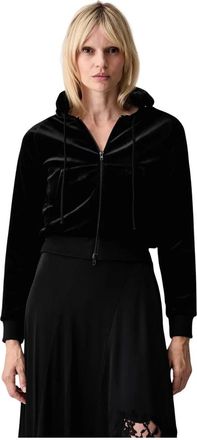 VETEMENTS Felpa con zip in velluto aderente - - Sweatshirts & Hoodies - Donna - Nero - S