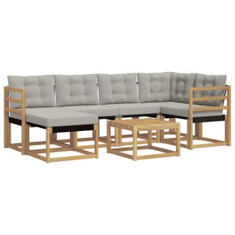 vidaXL Conjunto De Sof&aacute;s De Exterior 7 Pcs Blanco Y Gris Claro Vidaxl