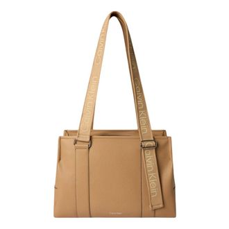 Calvin Klein Bolso Tote con Correa de Cinta Ajustable - Bags - Mujer - Beige - ONE SIZE