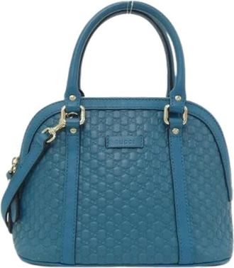 Gucci Pre-owned Leather gucci-bags - Dames - Vintage Handtas - Blauw - ONE Size - Vintage