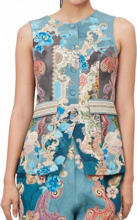Ranna Gill Soline Round Neck Waist Coat In Multi Color