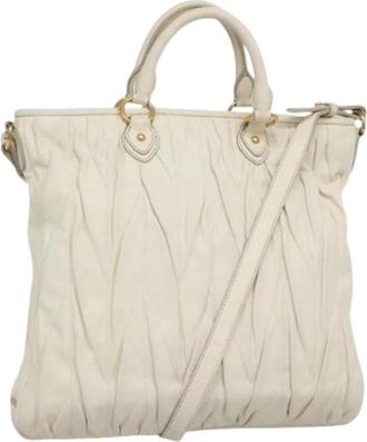Miu Miu Pre-owned Handbags, female, White, Size: ONE SIZE Pre-owned Leather Tote