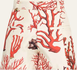 Libertine - Libertine Venetian Coral High-Rise Silk Shorts