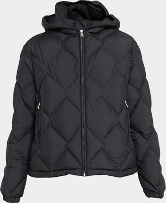 Moncler Arvouinne Hooded Triangle-Quilted Short Down Jacket