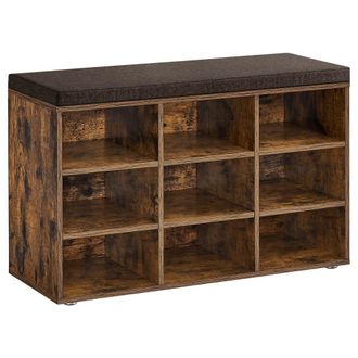 Vasagle Banco zapatero con asiento y 9 compartimentos de color marr&oacute;n