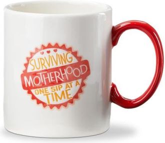 Tag Surviving Motherhood One Sip A Time Earthenware Mug Multi 16 oz 3.75x4 in in Red at Nordstrom