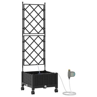 vidaXL Maceta De Jard&iacute;n Con Riego Y Ruedas Negro 40 X 40 X 132 Cm Pp Vidaxl