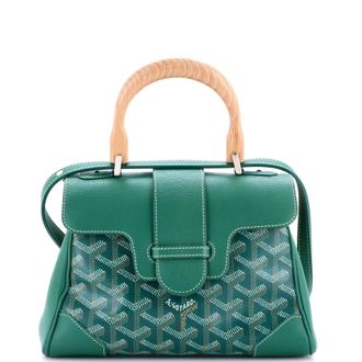 Goyard Saigon Top Handle Bag Coated Canvas with Leather Mini