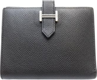 Herm&egrave;s Black Epsom Leather Wallet (Bi-Fold) (Pre-Owned)