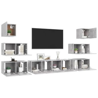 Berkfield Home Modern 8 Piece TV Cabinet Set Concrete Grey Engineered Wood