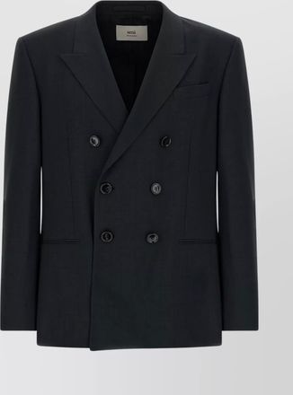 Ami tailored wool blazer featuring notch lapel