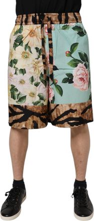 Dolce & Gabbana Multicolor Floral Print Men Bermuda Shorts Cotton Silk