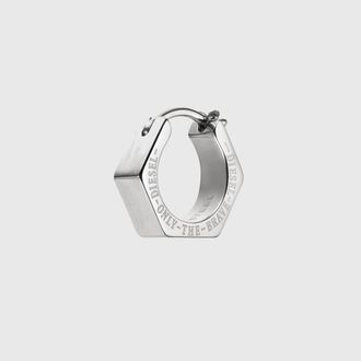 Diesel Stainless steel single hoop earring - Earrings - Unisex - Silver