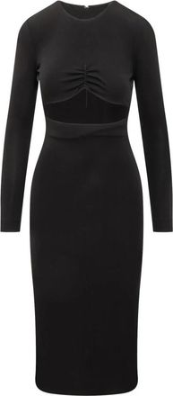 Dsquared2 Elegante Viscose Midi Jurk - Dames - Casual kleedjes - Zwart - XS - Leer - Kleedjes