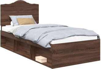 vidaXL Bed Frame with Headboard Brown Oak 90 x 190 cm Solid Pine Wood vidaXL