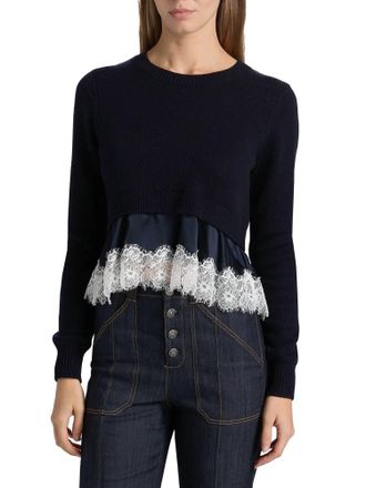 Cinq &agrave; Sept Zyla Pullover In Navy Ivory