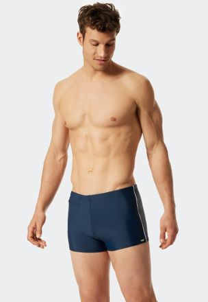 Schiesser Badehose SCHIESSER Nautical Casual, Herren, Gr. 5, N-Gr, blau (801, admiral), Baumwolle, Elasthan, unifarben mit Farbeinsatz, Badehosen Badehose, mit 
