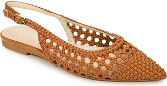 Yosi Samra Womens Vera Slingback Pointed Cap Toe Flat In Whiskey