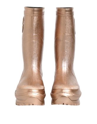 Dolce & Gabbana Womens Rose Gold Rubber Pull On Rain Boots Shoes