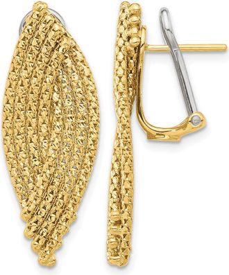 Diamond2Deal 14K Yellow Gold Woven Omega Back Drop Earrings