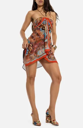 Jaded London Studded Scarf Minidress in Orange at Nordstrom, Size 10