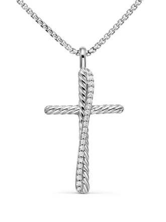David Yurman sterling silver Crossover Cross diamond necklace (35.6mm) - women - Diamond - One Size