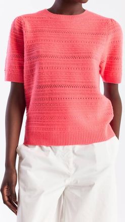 Brodie Textured Taylor Cashmere Tee In Flamingo