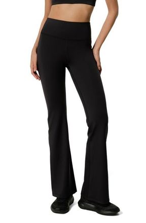 LilySilk Silk Contour High Rise Flared Drape Flow Leggings in Black at Nordstrom, Size X-Large
