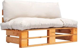 vidaXL Sof&aacute; De Jard&iacute;n De Palets Con Cojines Color Arena Madera De Pino Vidaxl