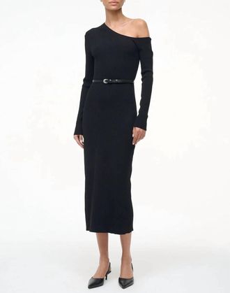 Staud Lois Midi Dress In Black