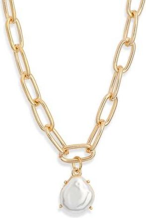 Nordstrom Rack Paperclip Faux Pearl Necklace in White- Gold at Nordstrom Rack