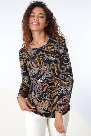 Roman Paisley Lace Trim Top
