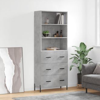 vidaXL Vidaxl - Aparador Alto Madera Contrachapada Gris Hormig&oacute;n 69,5x34x180 Cm