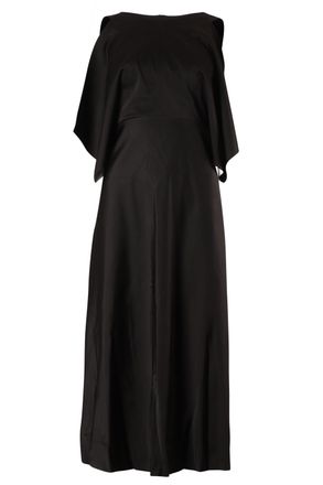 Balenciaga midi-jurk met open schouders in zwart cupro