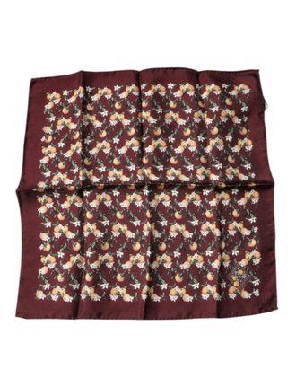 Dolce & Gabbana Mens Maroon Oranges Silk Square Handkerchief Scarf