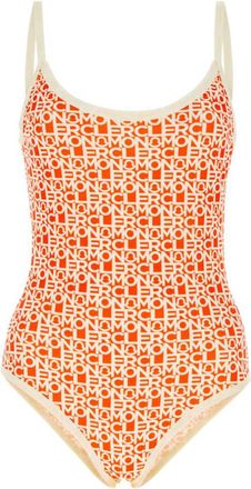 Moncler Orange Printed Nylon Swimsuit